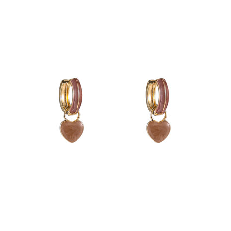 Oorbellen E55029-2 Heart hoop bruin - Day&Eve