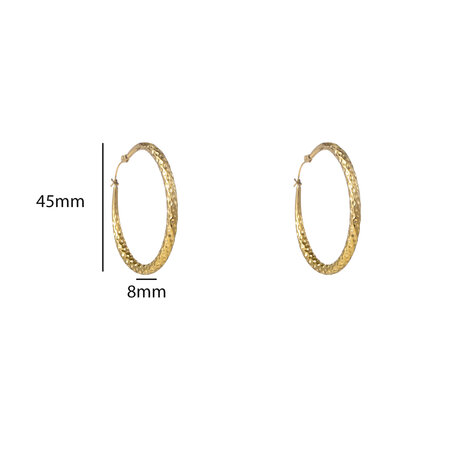 Oorbellen E56233-2 Hammered hollow hoop goud - Day&Eve