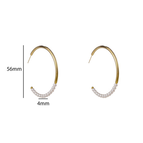 Oorbellen E56200-2 Round pearl hoop goud - Day&Eve