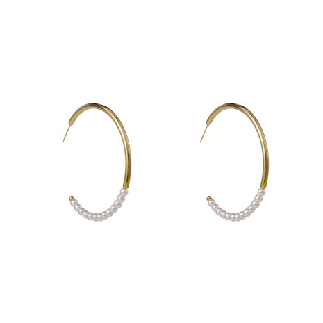 Oorbellen E56200-2 Round pearl hoop goud - Day&Eve