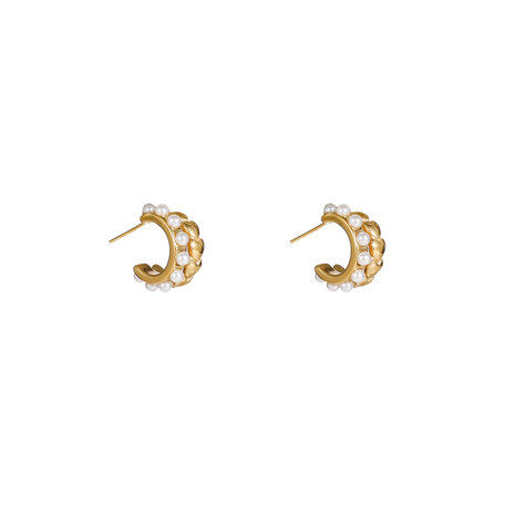 Oorbellen E56198-2 Double pearl hoop goud - Day&Eve