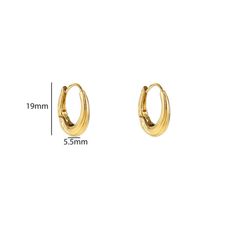 Oorbellen E56215-2 Medium striped drop creole goud - Day&Eve