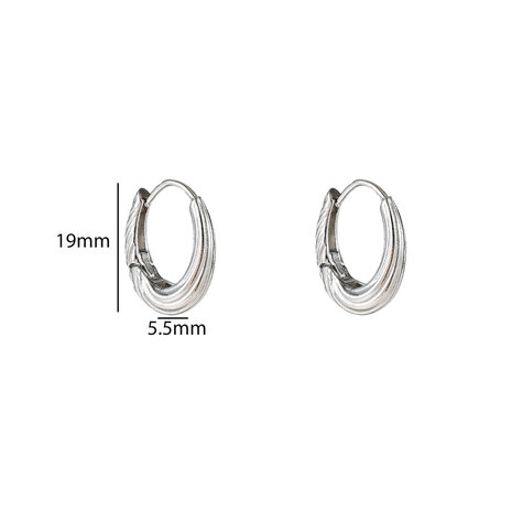 Oorbellen E56215-1 Medium striped drop creole zilver - Day&Eve