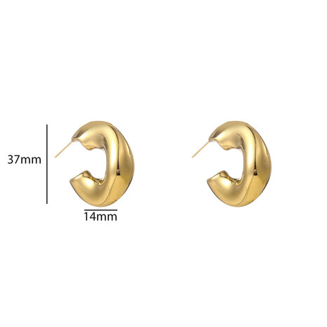 Oorbellen E56227-2 Wavy hollow hoop goud - Day&Eve