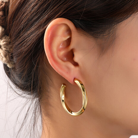 Oorbellen E56235-2 Twisted hollow hoop goud - Day&Eve