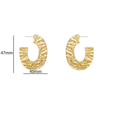 Oorbellen E56440-2 Big wavy flat oval goud - Day&Eve