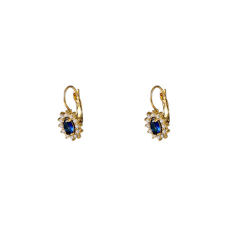 Oorbellen E56375-4 French hook oval dark blue goud - Day&Eve