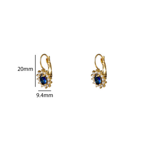 Oorbellen E56375-4 French hook oval dark blue goud - Day&Eve