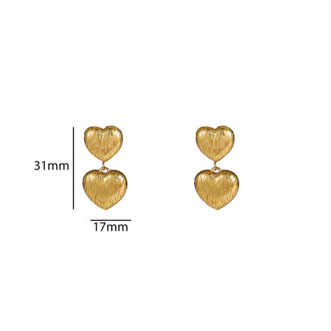 Oorbellen E56265-2 Double heart stud goud - Day&Eve