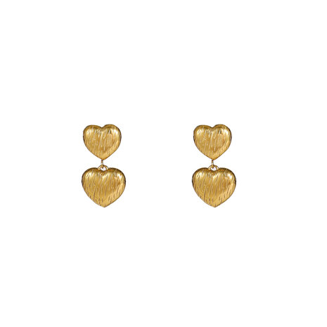 Oorbellen E56265-2 Double heart stud goud - Day&Eve