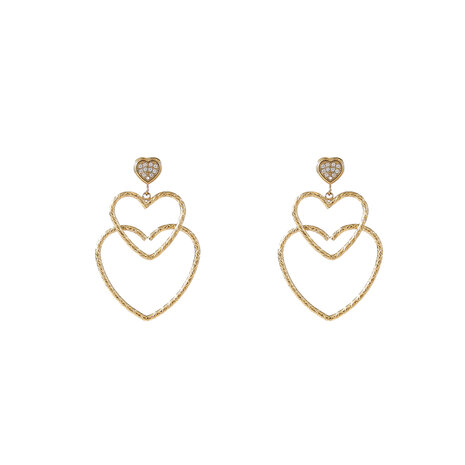 Oorbellen E56371-2 Triple hearts dangle goud - Day&Eve