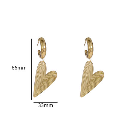 Oorbellen E56273-2 Striped heart dangle goud - Day&Eve