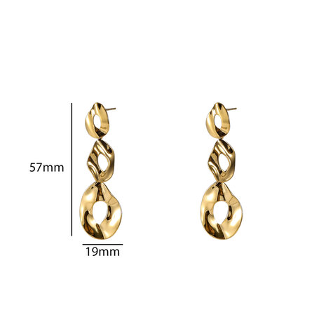 Oorbellen E56352-2 Hammered oval dangle goud - Day&Eve