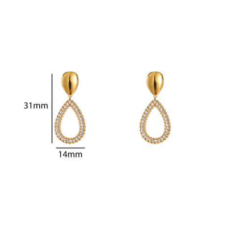Oorbellen E56433-2 Shiny oval dangle goud - Day&Eve