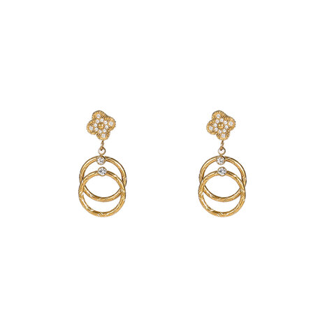 Oorbellen E56367-2 Sparkly clover dangle goud - Day&Eve