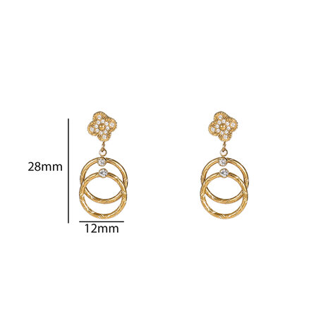 Oorbellen E56367-2 Sparkly clover dangle goud - Day&Eve