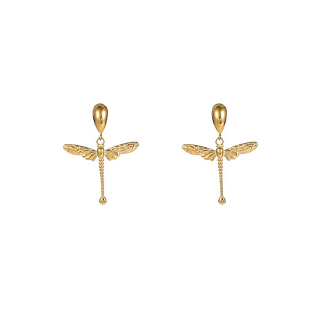 Oorbellen E56345-2 Dragonfly dangle goud - Day&Eve