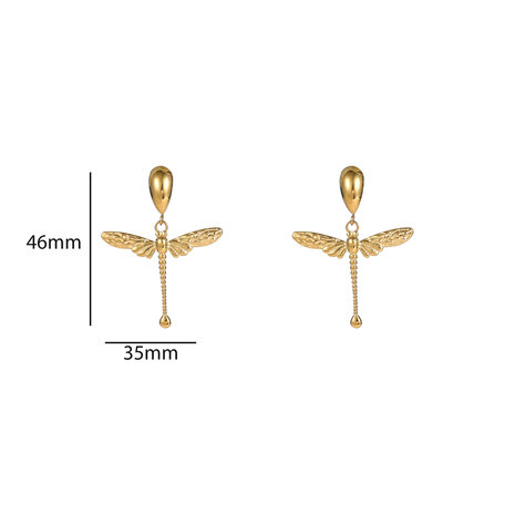 Oorbellen E56345-2 Dragonfly dangle goud - Day&Eve