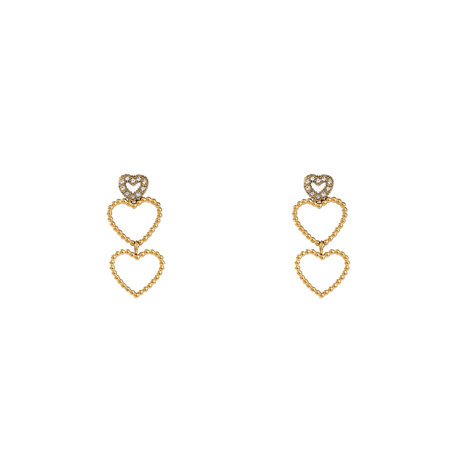 Oorbellen E56428-2 2 Hearts dangle goud - Day&Eve