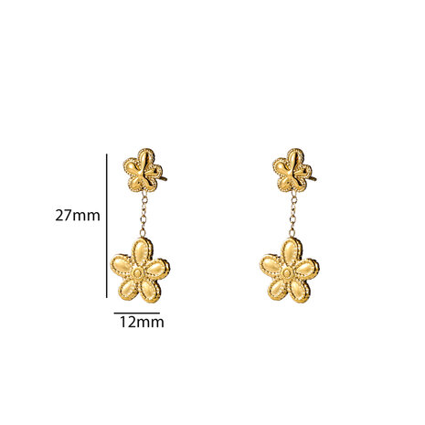 Oorbellen E56343-2 Double flower stud goud - Day&Eve