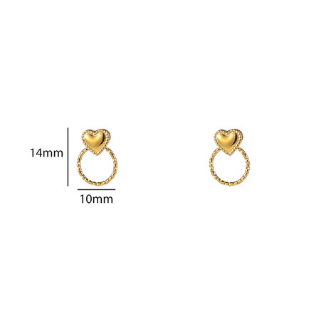Oorbellen E56417-2 Heart round stud goud - Day&Eve