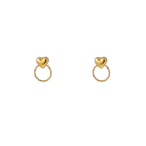 Oorbellen E56417-2 Heart round stud goud - Day&Eve