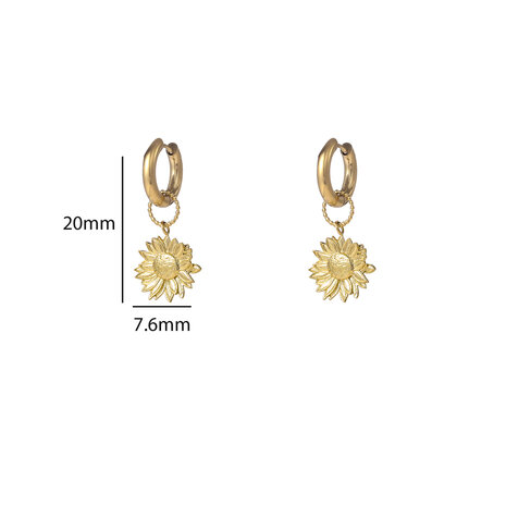 Oorbellen E56117-2 Sunflower hoop goud - Day&Eve