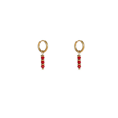 Oorbellen E56143-5 Triple bead hoop burgundy goud - Day&Eve