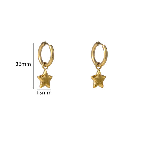 Oorbellen E56116-2 Balloon star hoop goud - Day&Eve