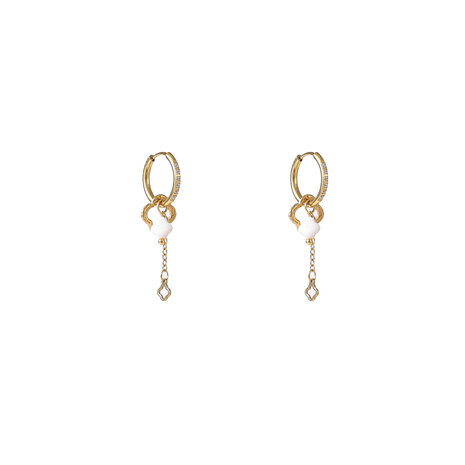 Oorbellen E56126-1 Sparkle clover dangle hoop goud - Day&Eve