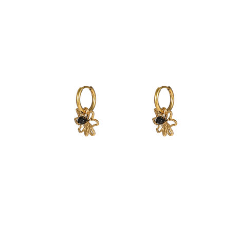 Oorbellen E56147-2 Flower bead hoop hematite goud - Day&Eve
