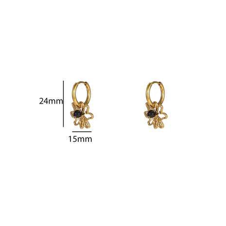 Oorbellen E56147-2 Flower bead hoop hematite goud - Day&Eve