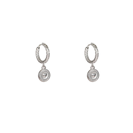 Oorbellen E56109-1 hartje chain hoop zilver - Day&Eve