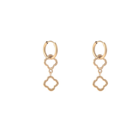 Oorbellen E56110-2 Dubbele klavertjes hoop goud - Day&Eve