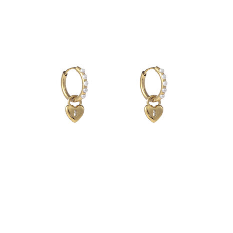 Oorbellen E56124-2 Slotje hart parel hoop goud - Day&Eve