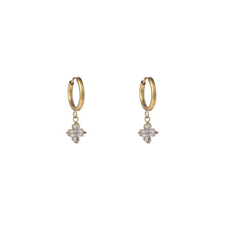 Oorbellen E56119-1 Sparkly klavertjevier hoop goud - Day&Eve