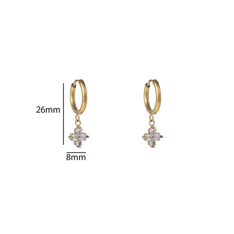 Oorbellen E56119-1 Sparkly klavertjevier hoop goud - Day&Eve