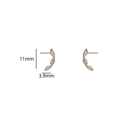 Oorbellen E56175-2 3 ovale steentjes goud - Day&Eve