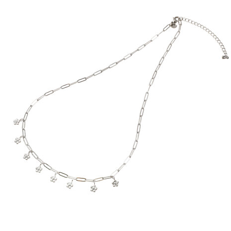 Ketting N56036-1 Bloem hangertjes zilver - ​​​​​​​Day&Eve