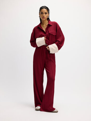 Broek met wijde pijpen Mara bordeaux rood - Refined Department