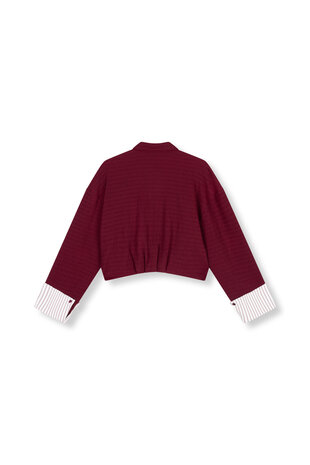 Oversized korte blouse Lylou bordeaux rood - Refined Department