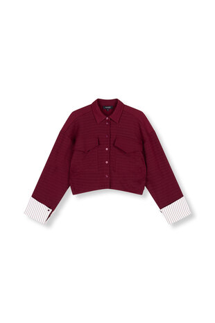 Oversized korte blouse Lylou bordeaux rood - Refined Department