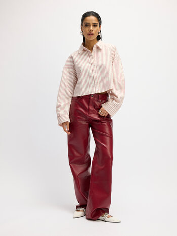 Vegan leer broek Esmee Bordeaux rood - Refined Department