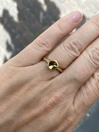 Steentje twisted Cloud stone Coffee 7 mm goud TMC4 - Melano