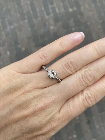 Steentje twisted  Bali Petite stone Silk F 7 mm zilver TME1 - Melano