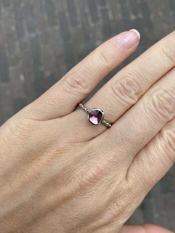 Steentje twisted Cloud Fuchsia stone 7 mm zilver TMC4 - Melano