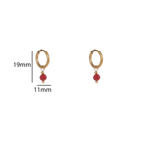 Oorbellen E4407-20 Kraal hoop burgundy goud - Day&Eve
