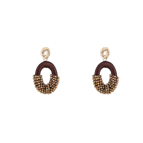 Oorbellen E4568-2 Threaded beads oval bruin - Day&Eve