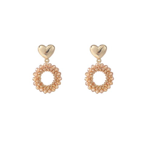 Oorbellen E5085-08 Cute heart dangle champagne goud - Day&Eve