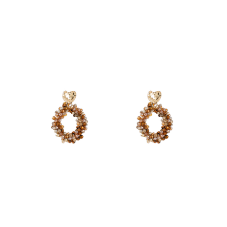 Oorbellen E55216-7 Heart drop bruin goud - Day&Eve